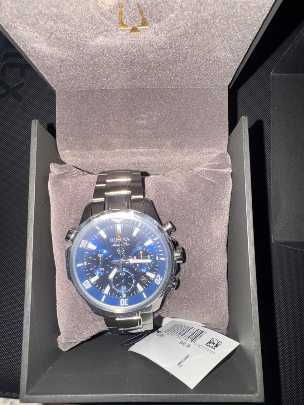 Bulova Men's Blue Dial Silver Stainless Steel Chronograph Watch